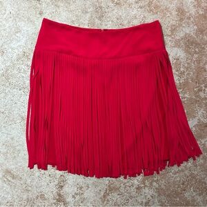 Lane Bryant Red Fringe Midi Skirt
